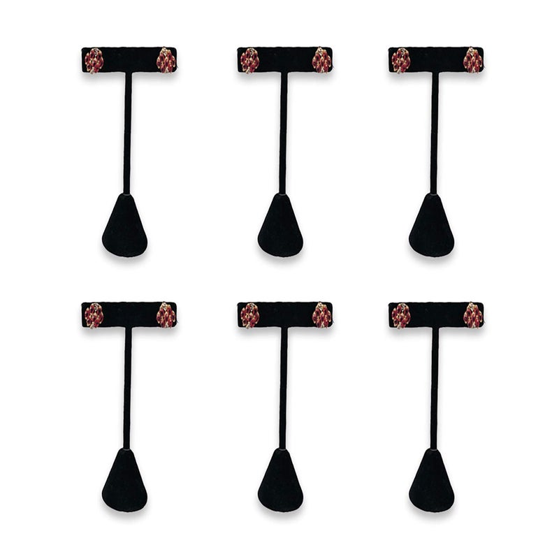 Ikee Design 6 Pcs Set Premium T- Shape Style Earring Display Stand, Earring Stand Jewelry Display for Showroom, Tradeshow, and Showcase, 2 1/2 W x 4 1/2 H in, Black Velvet - Image 1